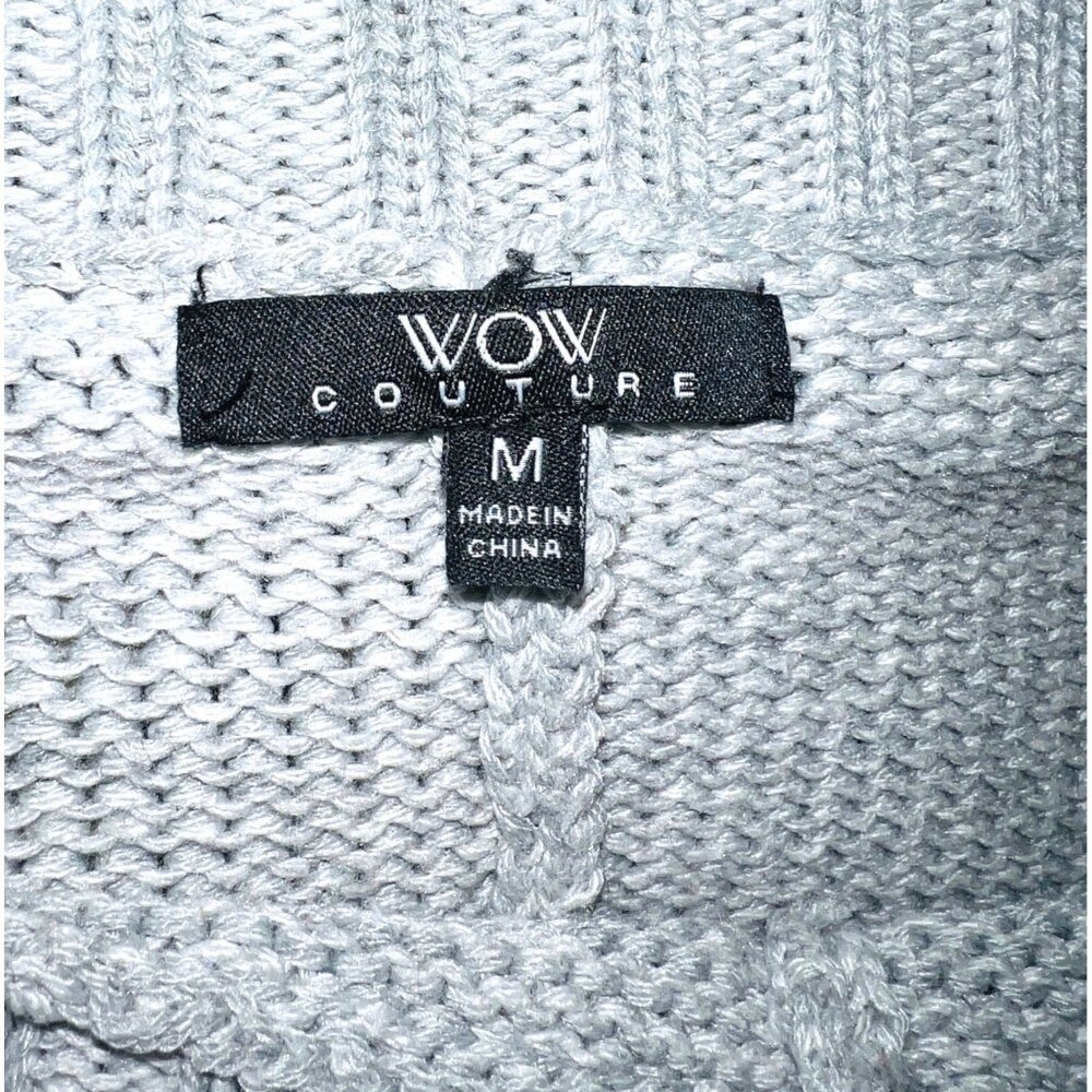 Wow Couture Gray Knit Sweater Medium Womens Long Sleeve Pullover - Picture 3 of 3